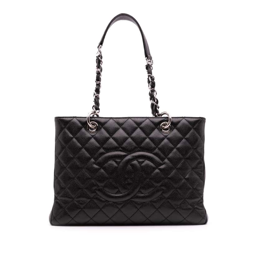 Chanel Caviar Grand Shopping Tote Black Leather Good condition - Front View