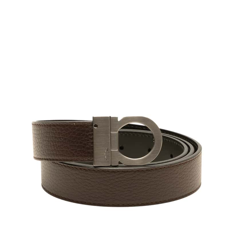 Salvatore Ferragamo Leather Gancini Reversible Belt Brown Leather Good condition - Front View