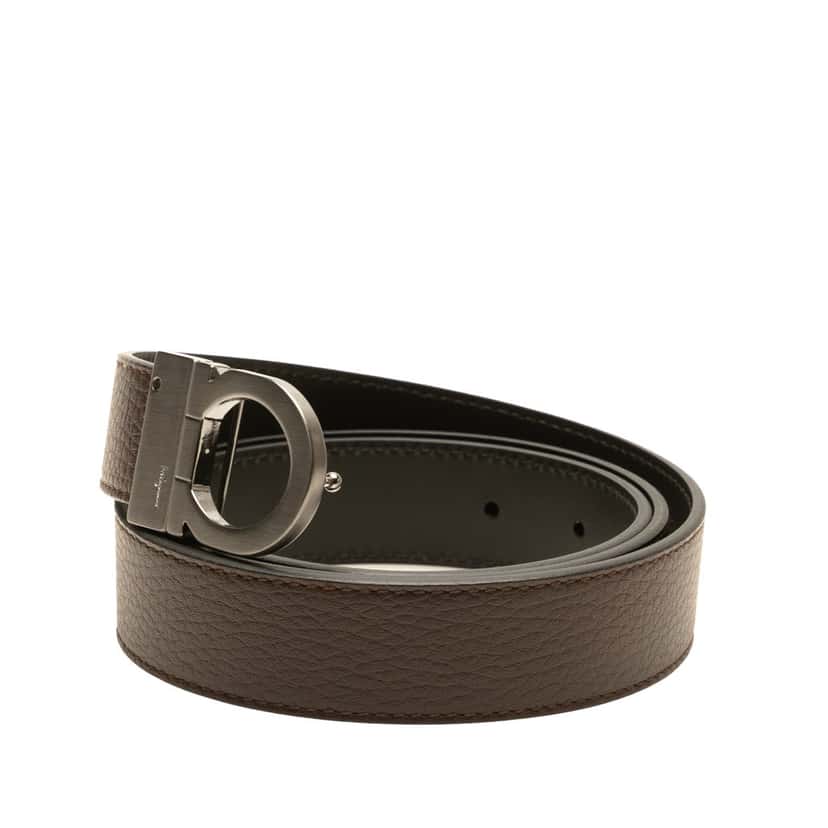 Salvatore Ferragamo Leather Gancini Reversible Belt Brown Leather Good condition - Back View