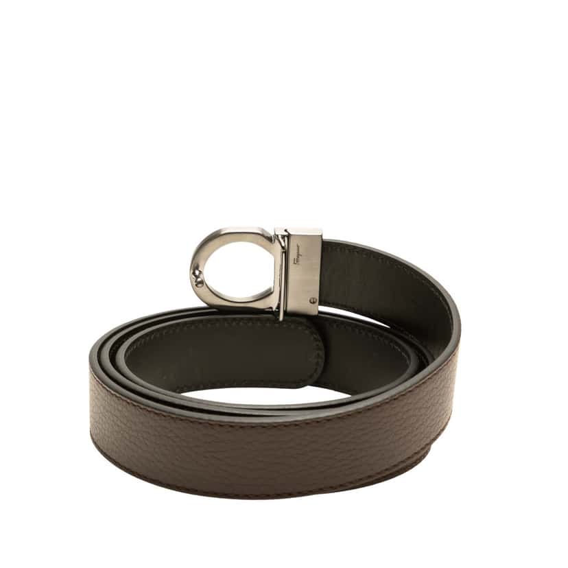 Salvatore Ferragamo Leather Gancini Reversible Belt Brown Leather Good condition - Inside View