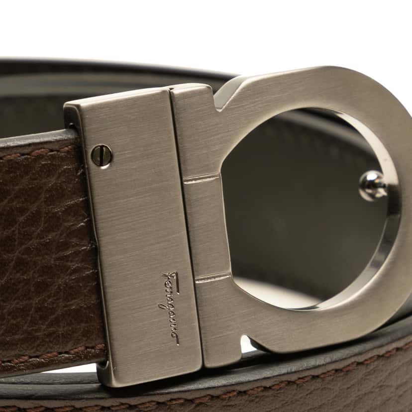 Salvatore Ferragamo Leather Gancini Reversible Belt Brown Leather Good condition - Model View