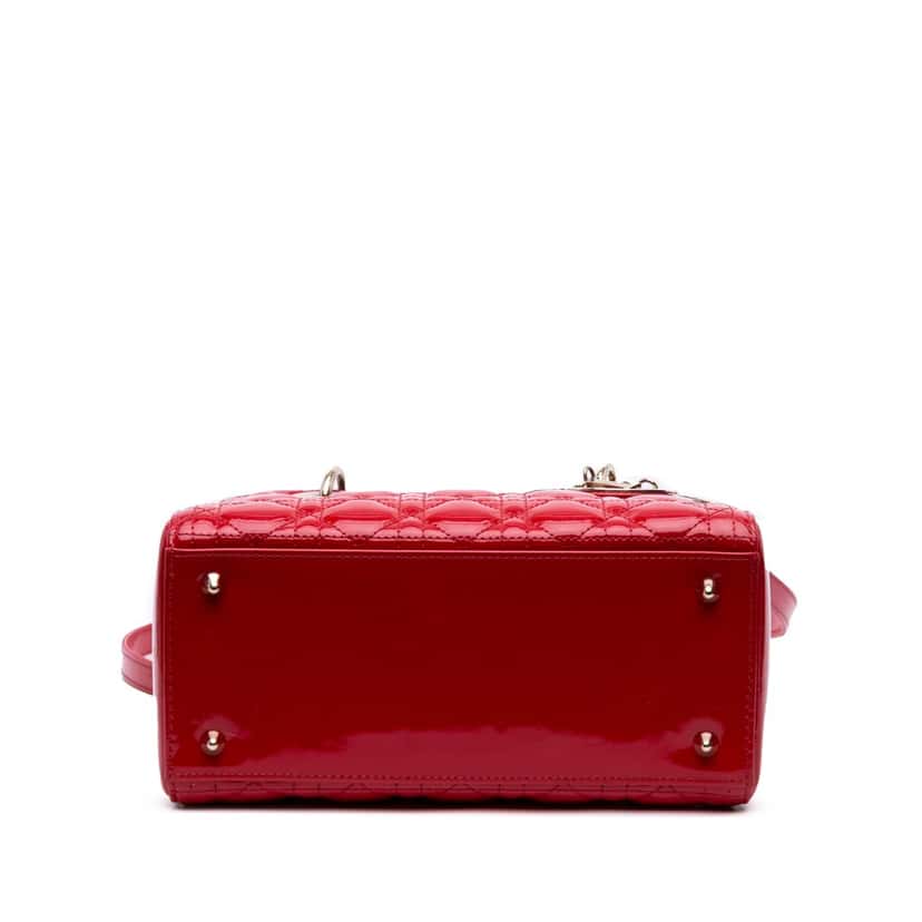 Dior Medium Patent Cannage Lady Dior Red Leather Good condition - Inside View