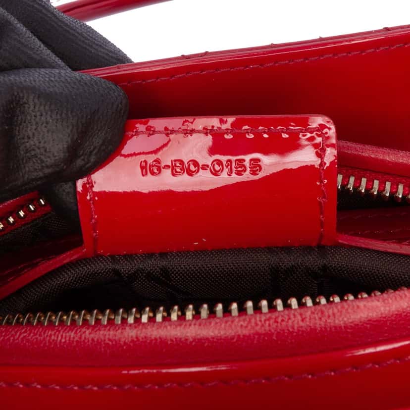Dior Medium Patent Cannage Lady Dior Red Leather Good condition - Box View