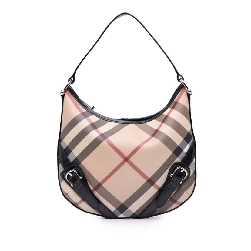 Burberry Supernova Check Coated Canvas Larkin Hobo Brown Canvas Good condition - Front View