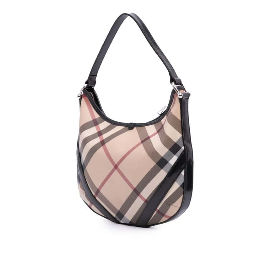 Burberry Supernova Check Coated Canvas Larkin Hobo Brown Canvas Good condition - Back View