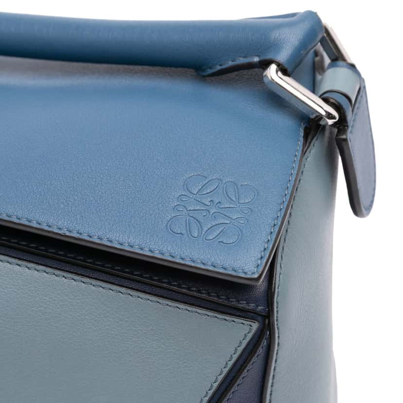 Loewe Medium Tricolor Calfskin Puzzle Satchel Blue Leather Good condition - Box View