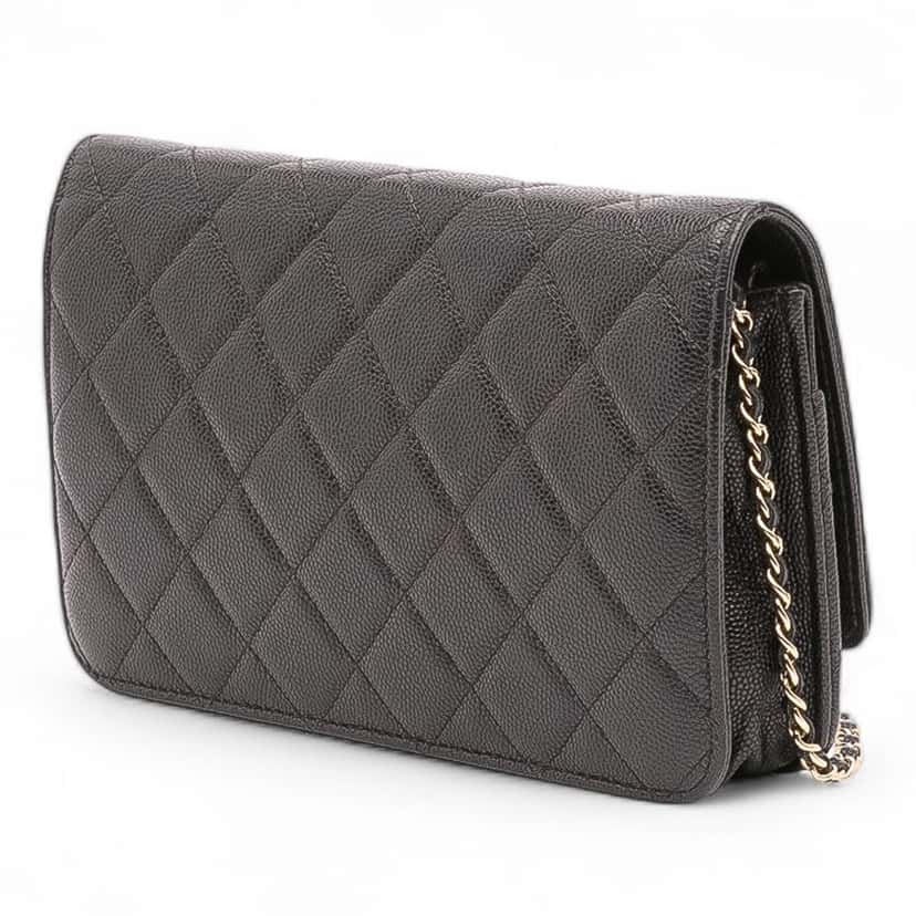 Chanel Quilted Caviar Golden Class Wallet On Chain Black Leather Good condition - Back View
