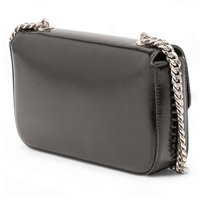 Celine Shiny Calfskin Claude Chain Shoulder Bag Black Leather Good condition - Back View