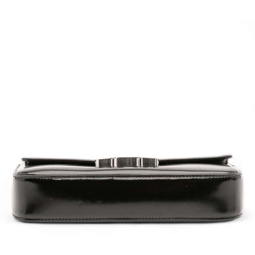Celine Shiny Calfskin Claude Chain Shoulder Bag Black Leather Good condition - Inside View