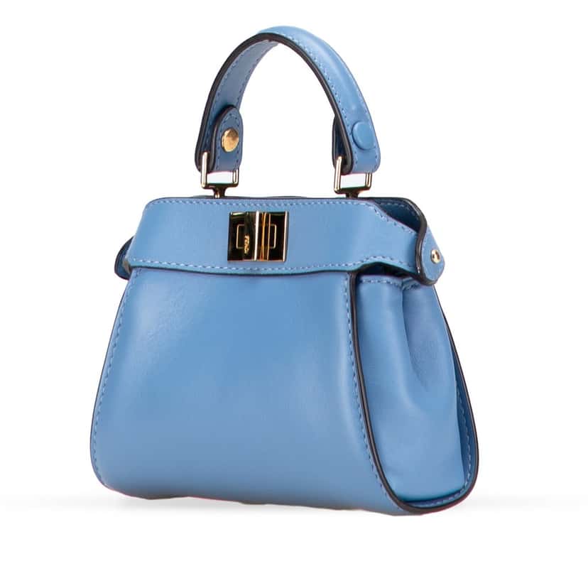 Fendi Nano Nappa Peekaboo Satchel Blue Leather Good condition - Back View