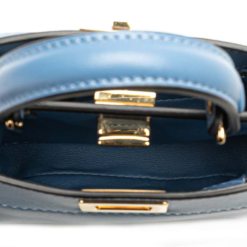 Fendi Nano Nappa Peekaboo Satchel Blue Leather Good condition - Model View