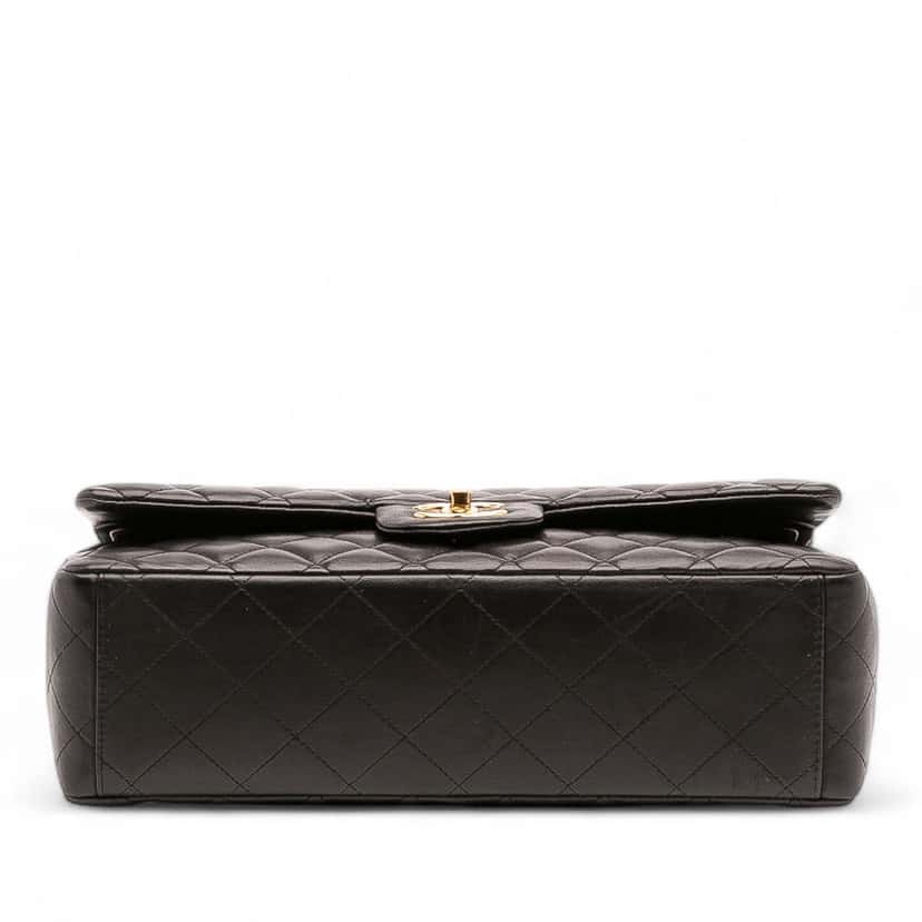 Chanel Maxi Classic Lambskin Double Flap Black Leather Good condition - Inside View