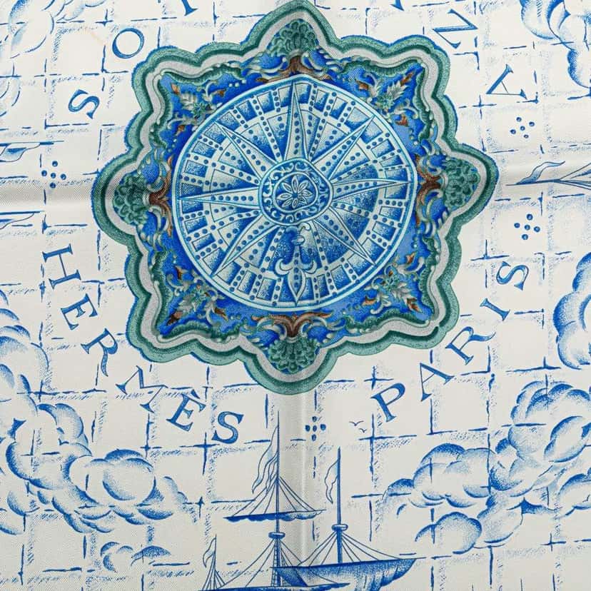 Hermès Azulejos Silk Scarf Blue Silk Good condition - Inside View