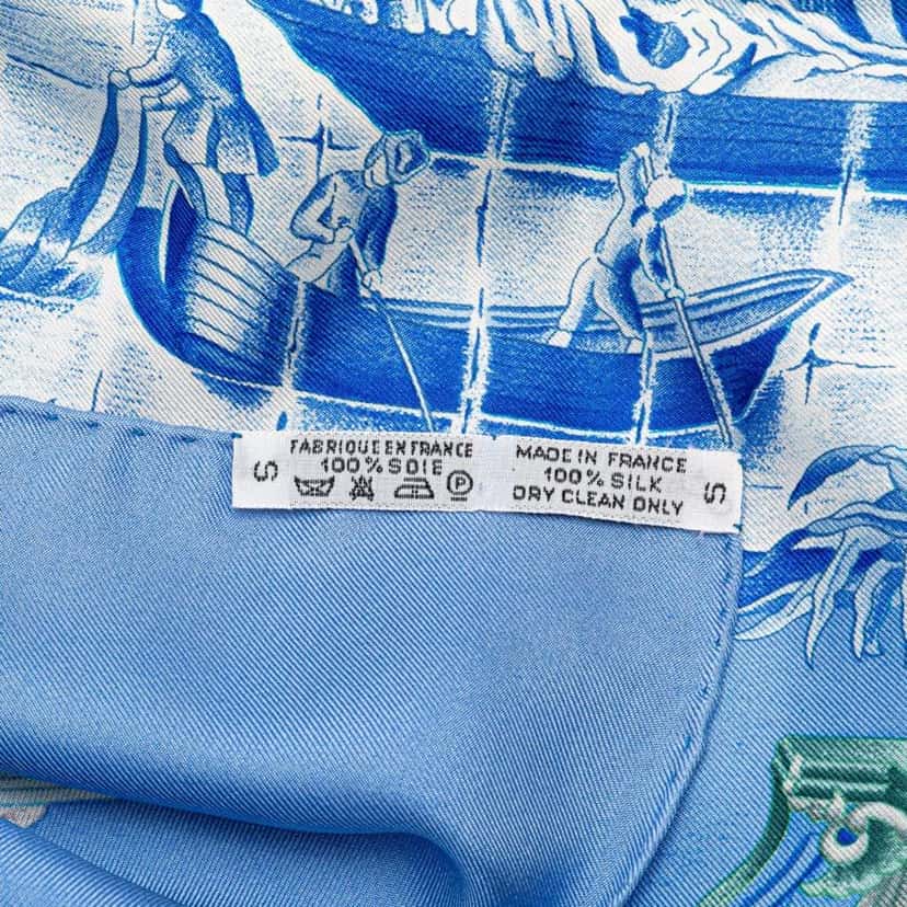 Hermès Azulejos Silk Scarf Blue Silk Good condition - Model View