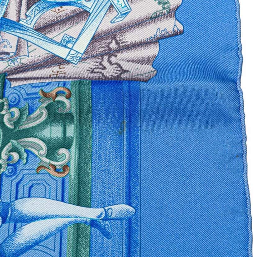Hermès Azulejos Silk Scarf Blue Silk Good condition - Box View