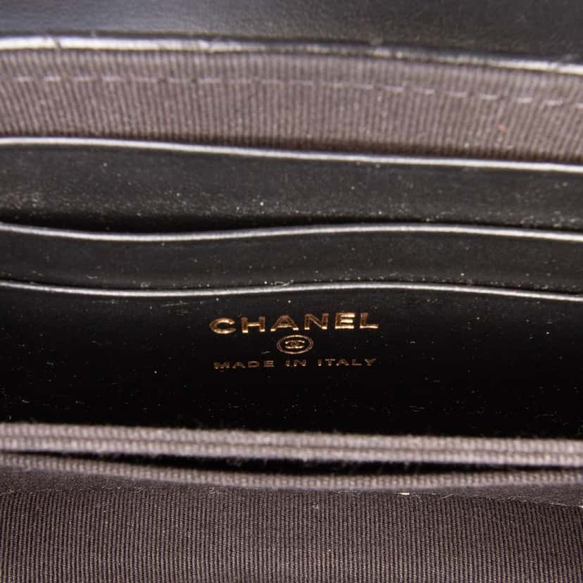 Chanel Mini CC Quilted Lambskin Phone Holder On Chain Black Leather Good condition - Box View