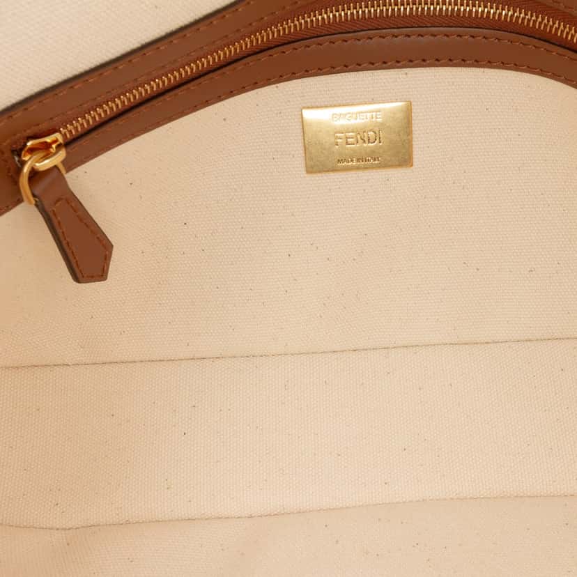 Fendi Zucca Canvas Embroidered Baguette Satchel Brown Canvas Good condition - Model View