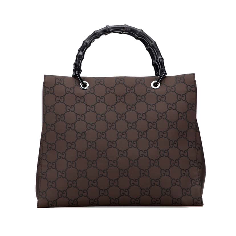 Gucci GG Canvas Bamboo Handbag Brown Canvas Fair condition - Front View