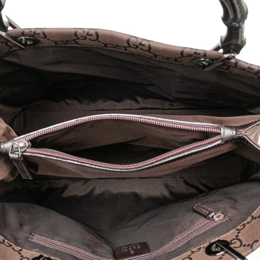 Gucci GG Canvas Bamboo Handbag Brown Canvas Fair condition - Model View