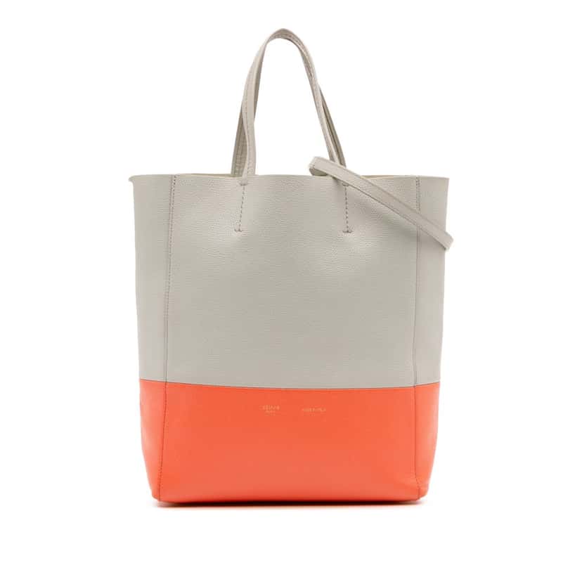 Celine Small Bicolor Leather Vertical Cabas Brown Leather Good condition - Front View