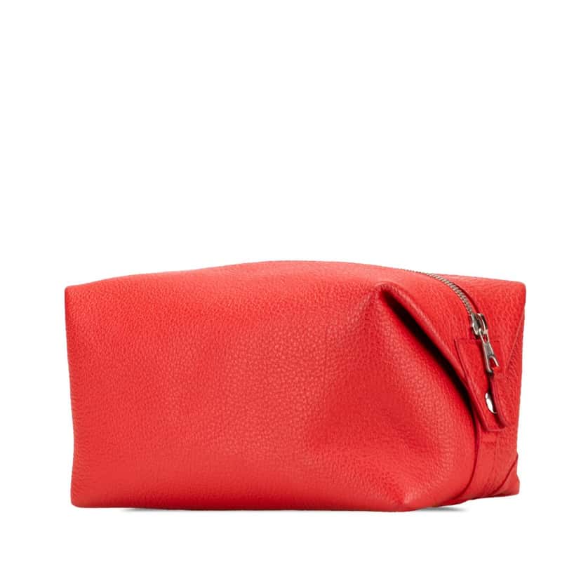 Balenciaga Leather Motocross Classic Toiletry Pouch Red Leather Good condition - Back View