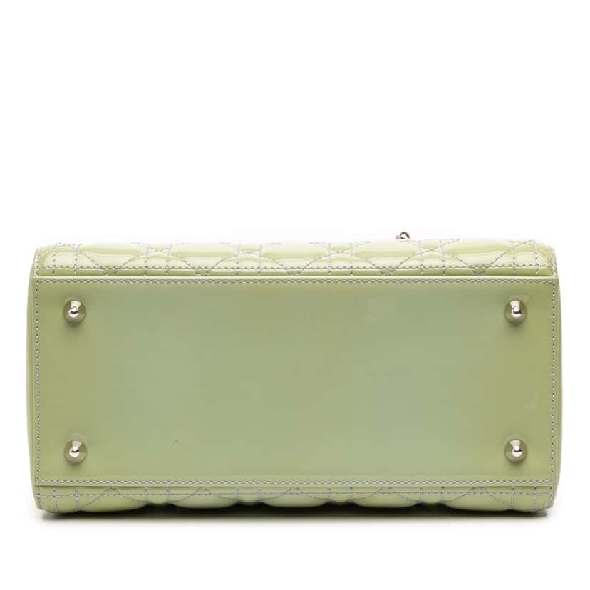Dior Medium Patent Cannage Lady Dior Green Leather Good condition - Inside View