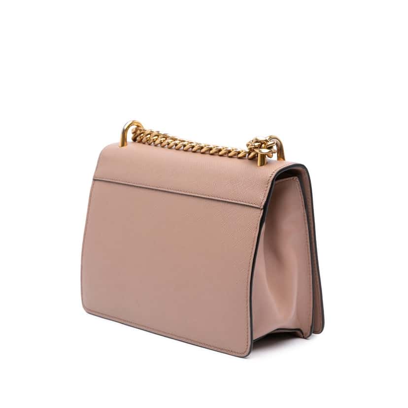 Prada Saffiano Lux Chain Crossbody Brown Leather Good condition - Back View