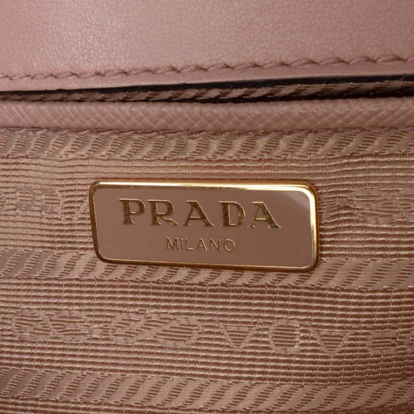 Prada Saffiano Lux Chain Crossbody Brown Leather Good condition - Box View