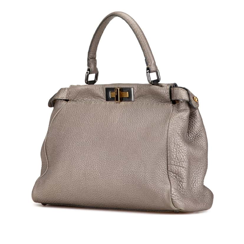 Fendi Medium Selleria Peekaboo Silver Leather Good condition - Back View