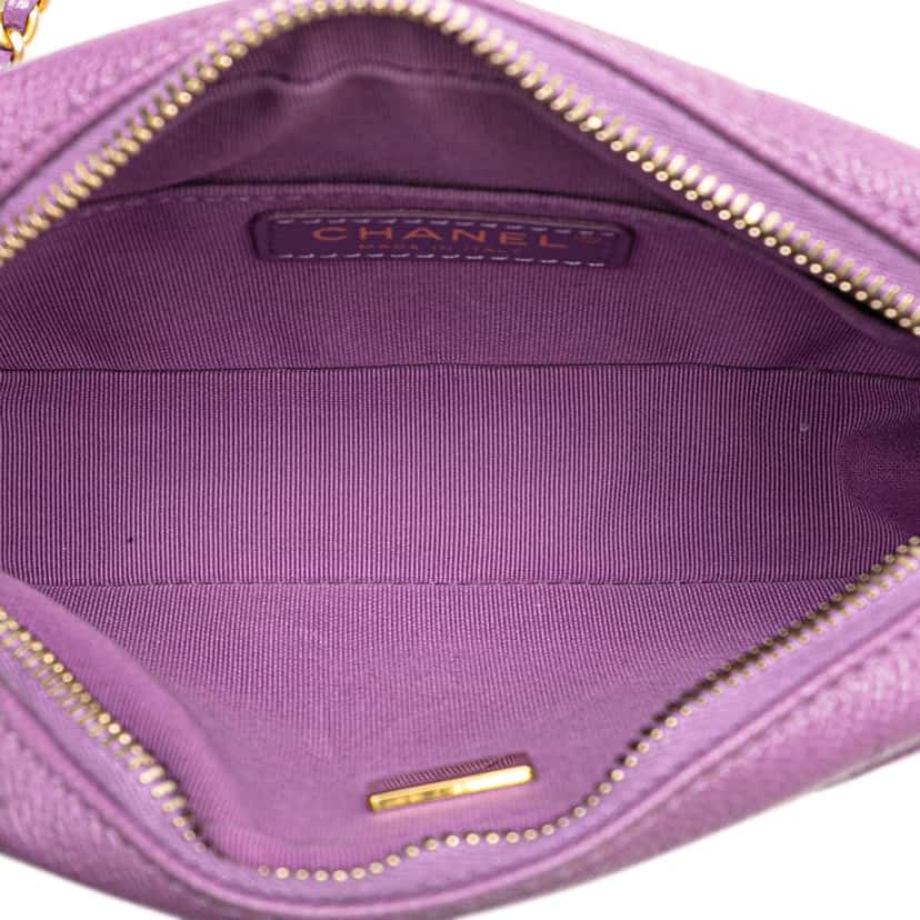 Chanel Quilted Caviar My Perfect Camera Case Purple Leather Good condition - Model View