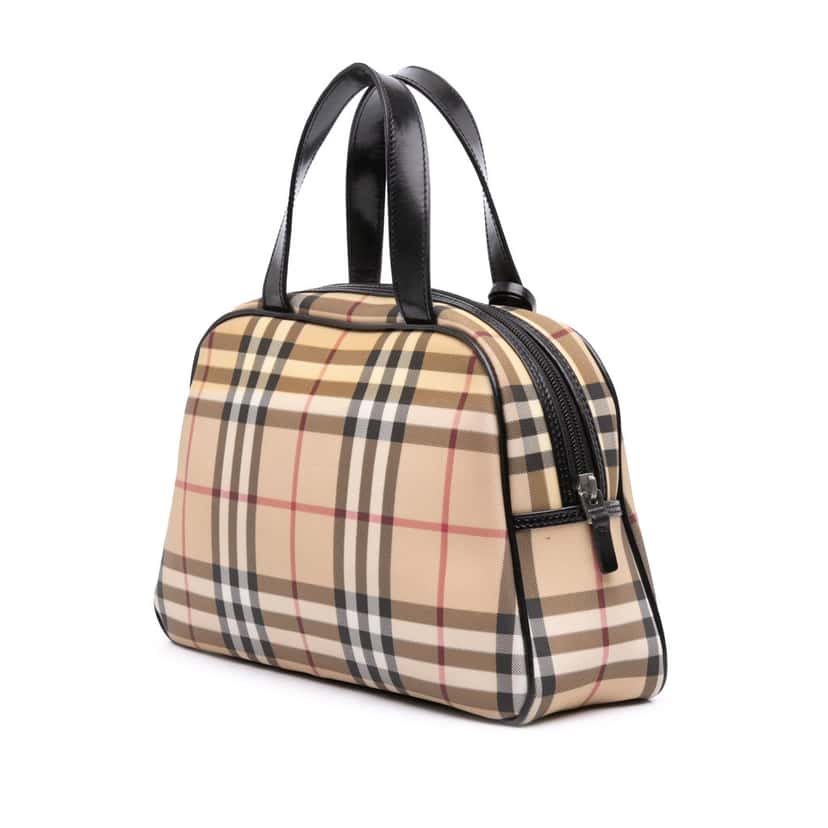 Burberry House Check Canvas Handbag Brown Canvas Good condition - Back View