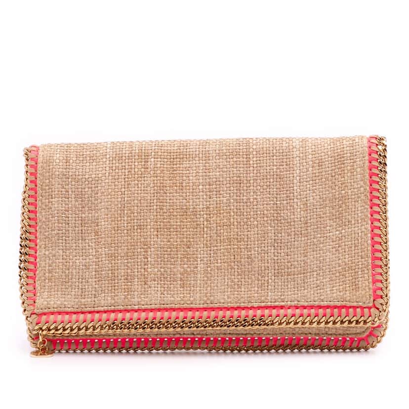 Stella Mccartney Raffia Falabella Fold Over Clutch Brown Good condition - Front View
