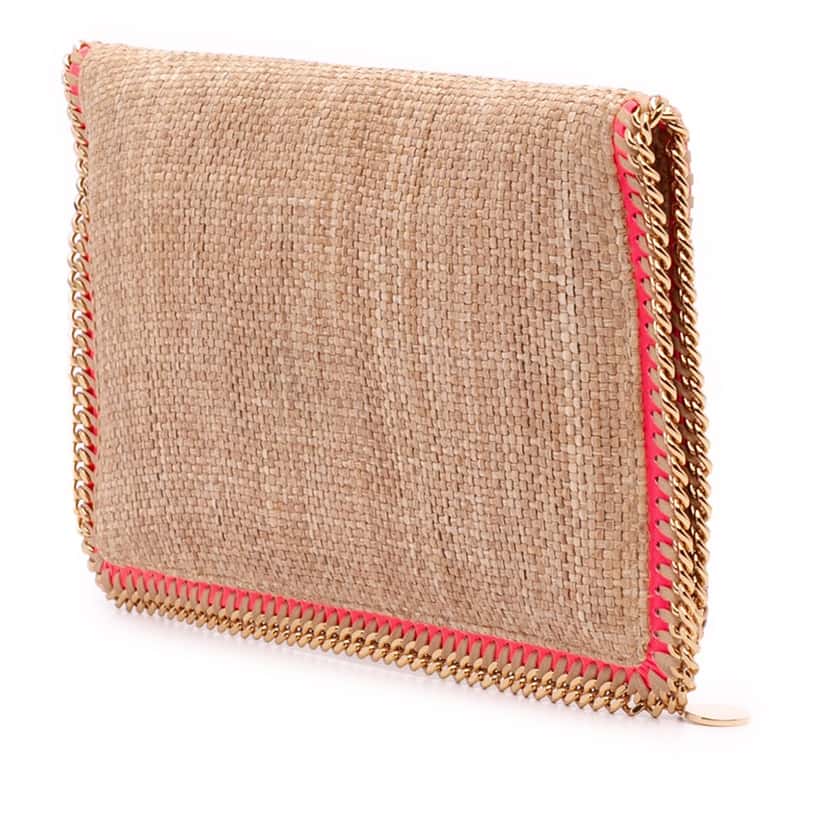 Stella Mccartney Raffia Falabella Fold Over Clutch Brown Good condition - Back View