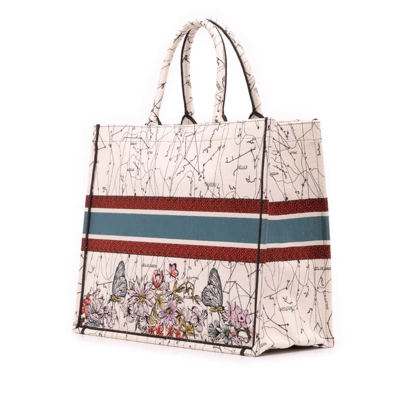 Dior Large Embroidered Canvas Zodiac Book Tote Brown Canvas Good condition - Back View