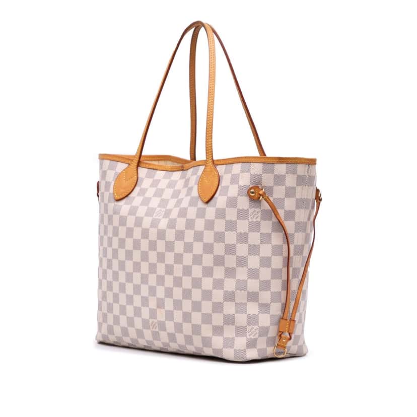 Louis Vuitton Damier Azur Neverfull MM White Canvas Good condition - Back View