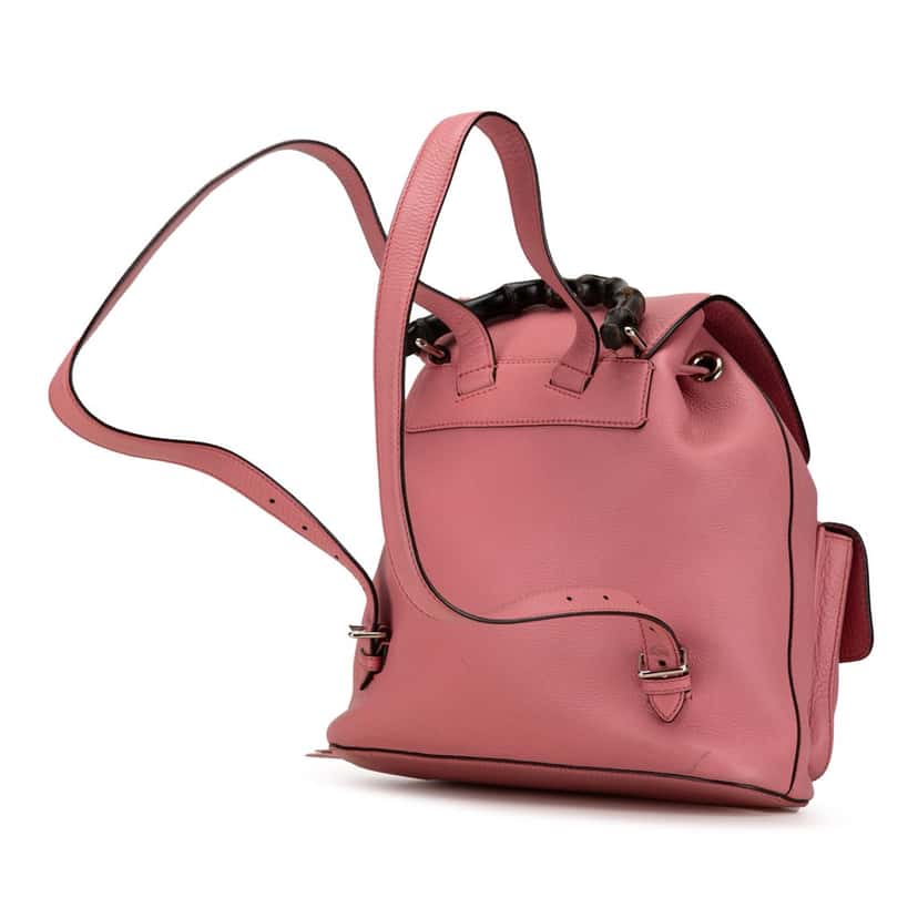 Gucci Leather Bamboo Tassel Backpack Pink Leather Good condition - Back View