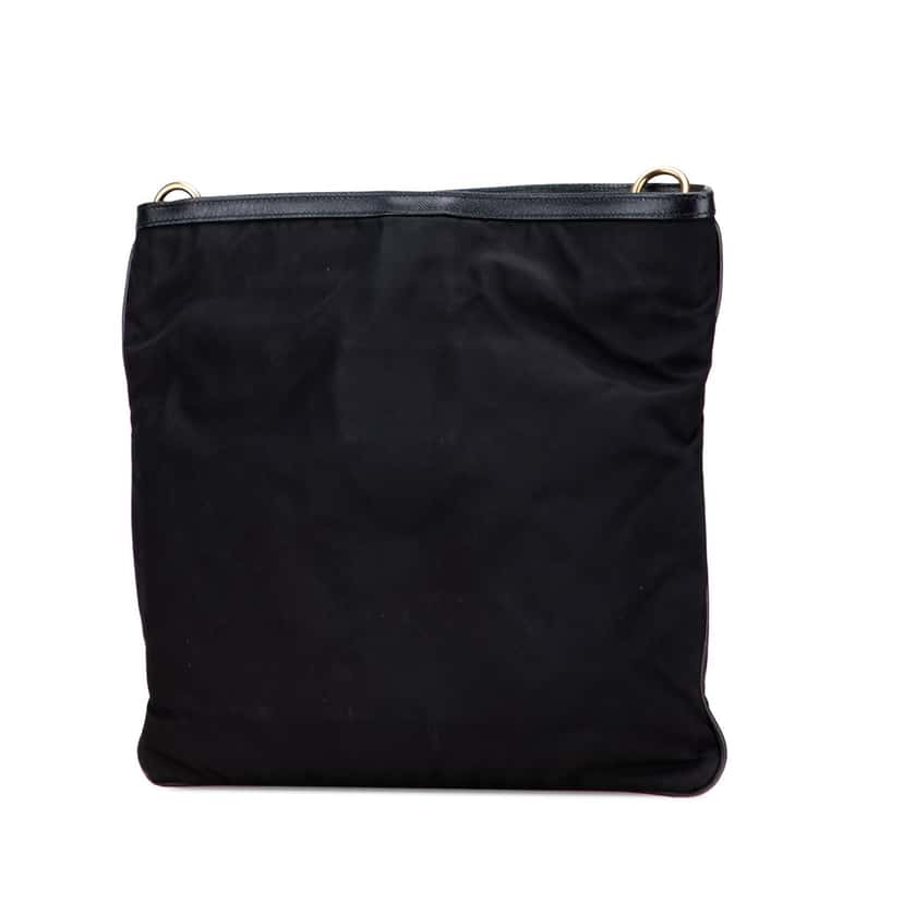 Prada Saffiano Trimmed Tessuto Snap Crossbody Black Good condition - Back View