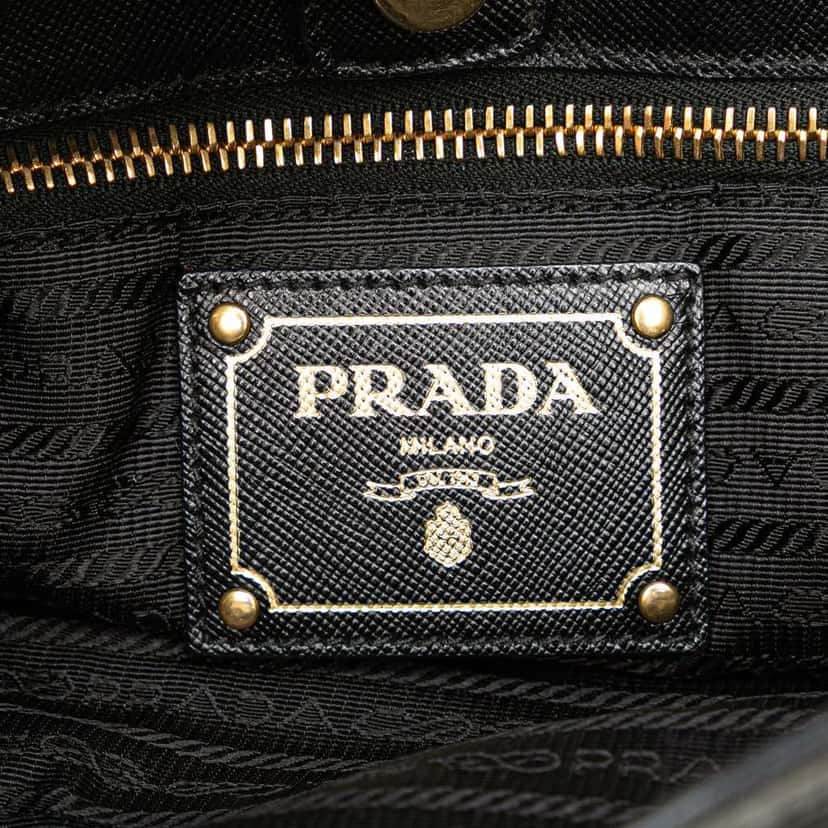 Prada Saffiano Trimmed Tessuto Snap Crossbody Black Good condition - Box View