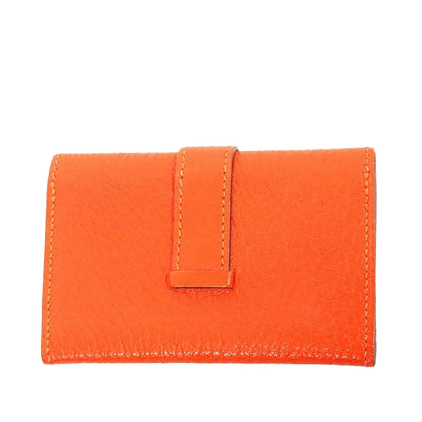 Hermès Chevre Mysore Bearn Card Case Orange Leather Good condition - Back View