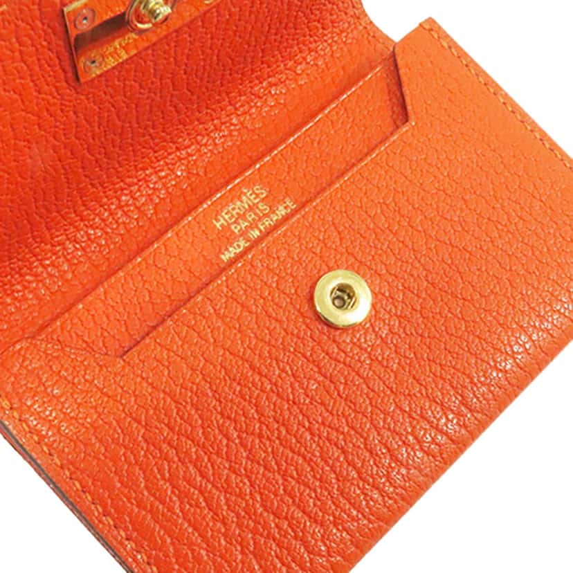 Hermès Chevre Mysore Bearn Card Case Orange Leather Good condition - Inside View