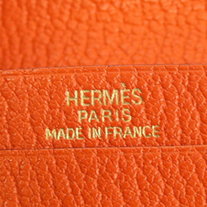 Hermès Chevre Mysore Bearn Card Case Orange Leather Good condition - Model View
