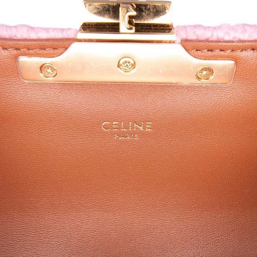 Celine Tweed Claude Chain Shoulder Bag Pink Tweed Good condition - Box View