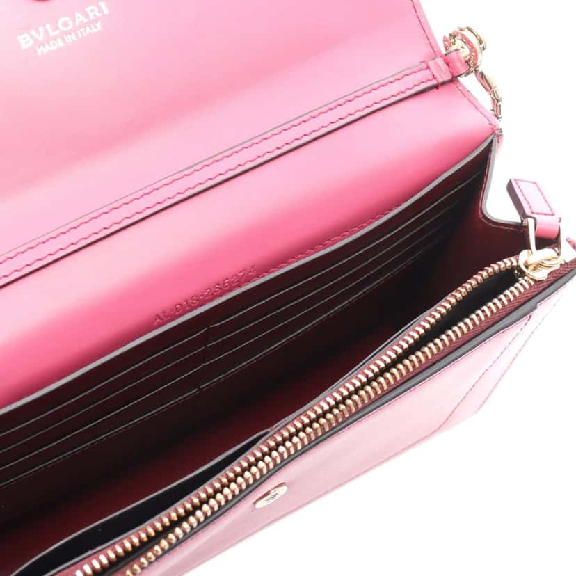 Bvlgari Leather Serpenti Forever Wallet On Chain Pink Leather Good condition - Inside View