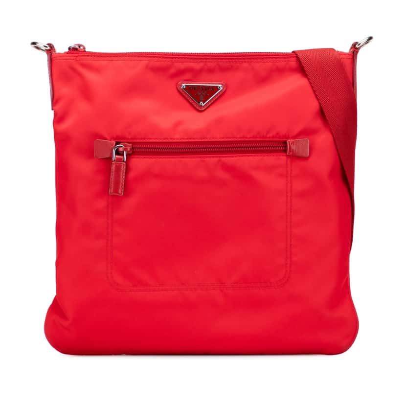 Prada Tessuto Zip Top Crossbody Red Good condition - Front View