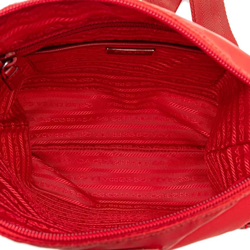 Prada Tessuto Zip Top Crossbody Red Good condition - Model View