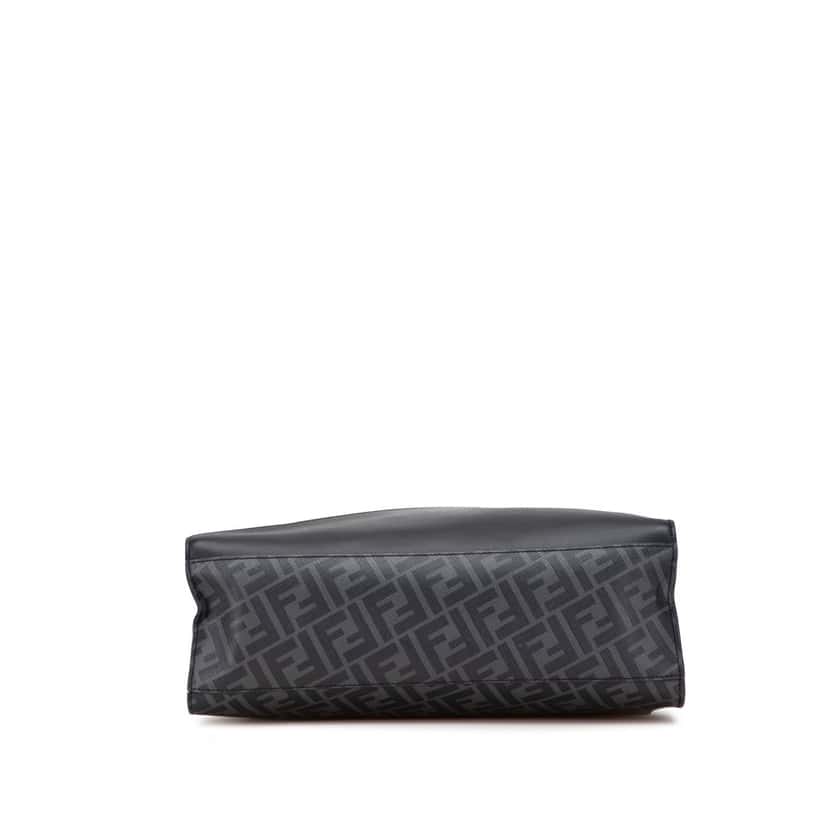 Fendi Zucca Coated Canvas Diagonal Shopping Tote Black Canvas Good condition - Inside View