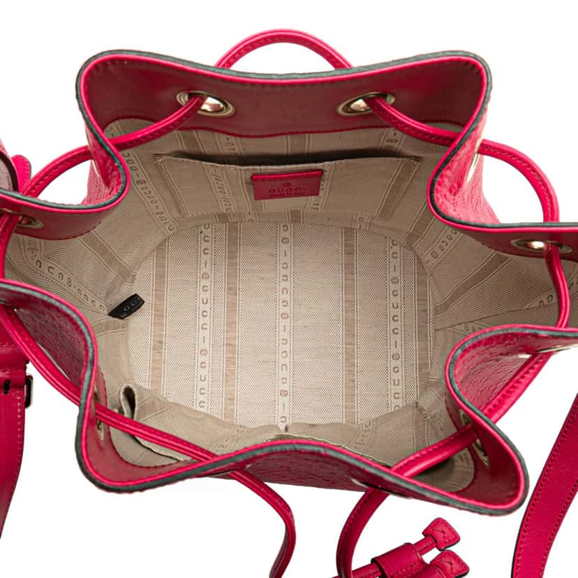 Gucci Diamante Leather Bright Bucket Bag Pink Leather Good condition - Model View