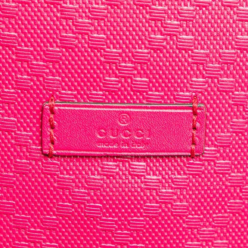 Gucci Diamante Leather Bright Bucket Bag Pink Leather Good condition - Box View