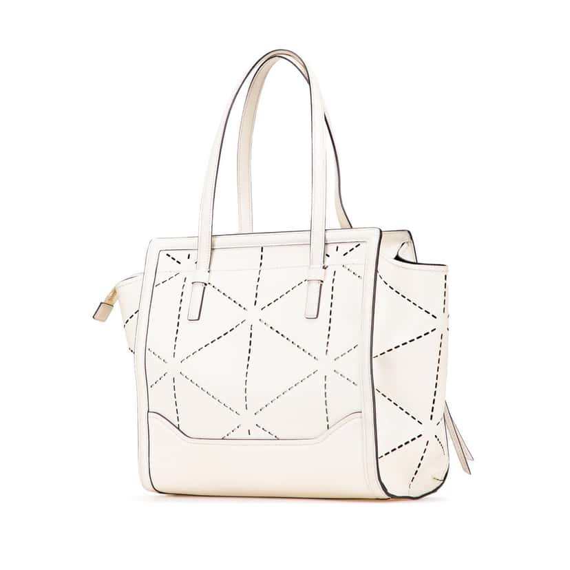 Salvatore Ferragamo Medium Perforated Leather Amy Tote White Leather Good condition - Back View