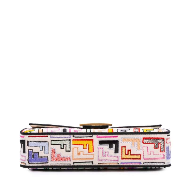 Fendi Chinese Valentines Day Zucca Embroidered Canvas Baguette Satchel Brown Canvas Good condition - Inside View